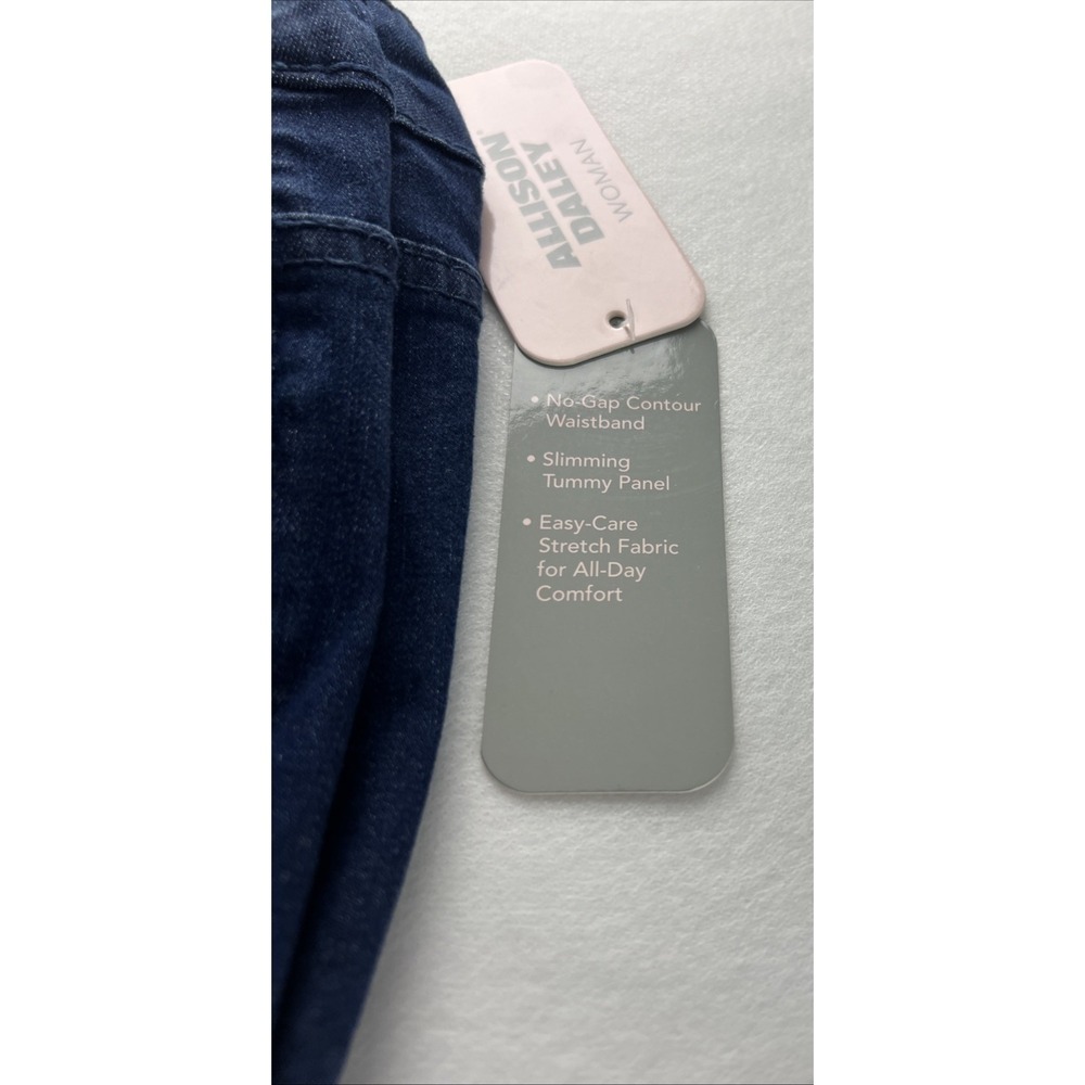 Allison Daley Womens Capri Pants 24W Floral Hem Pull-On Stretch Dk. Indigo F19 - Picture 7 of 16